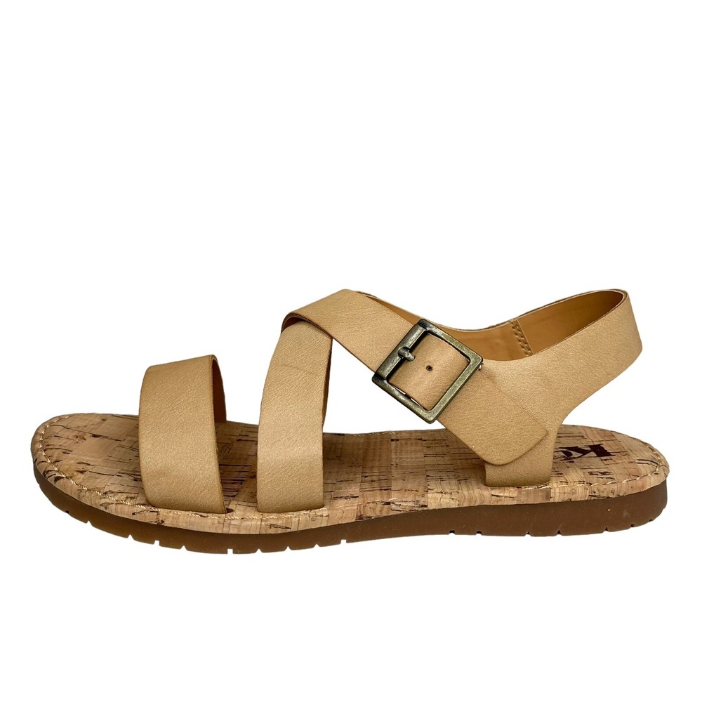 Korks Justicia Women's Strappy Flat Sandals‎ Size 7 Natural Beige Casual Shoes - Picture 11 of 13